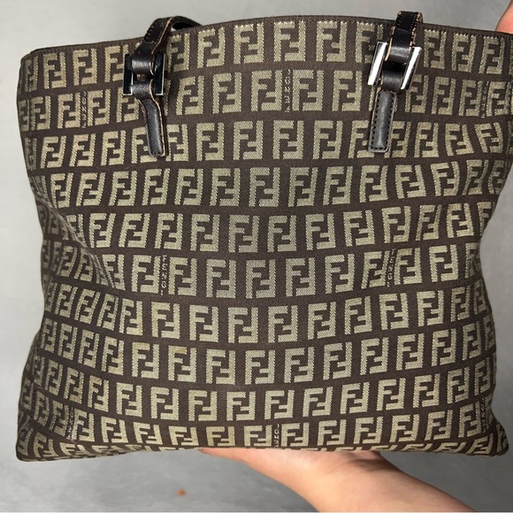 ✨✨✨✨SOLD✨✨✨✨ Fendi Roma Zucchino Authentic RARE Small Canvas Brown Beige Purse - Picture 9 of 10